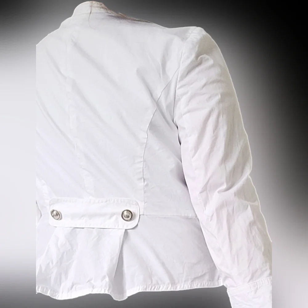 INC International Concepts Women Jacket Open Front Stretch Cotton White Medium P - Picture 12 of 16
